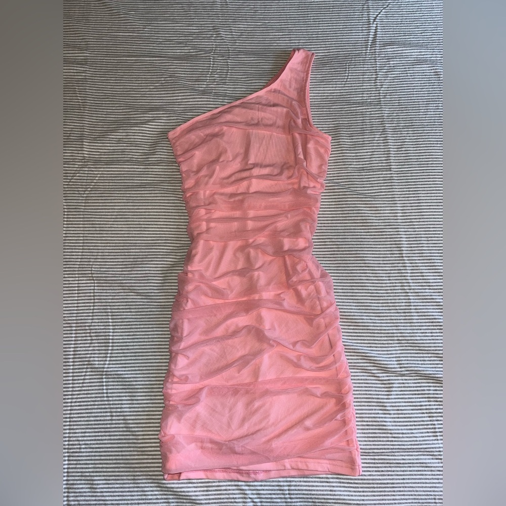 Pink One-Shoulder Dress